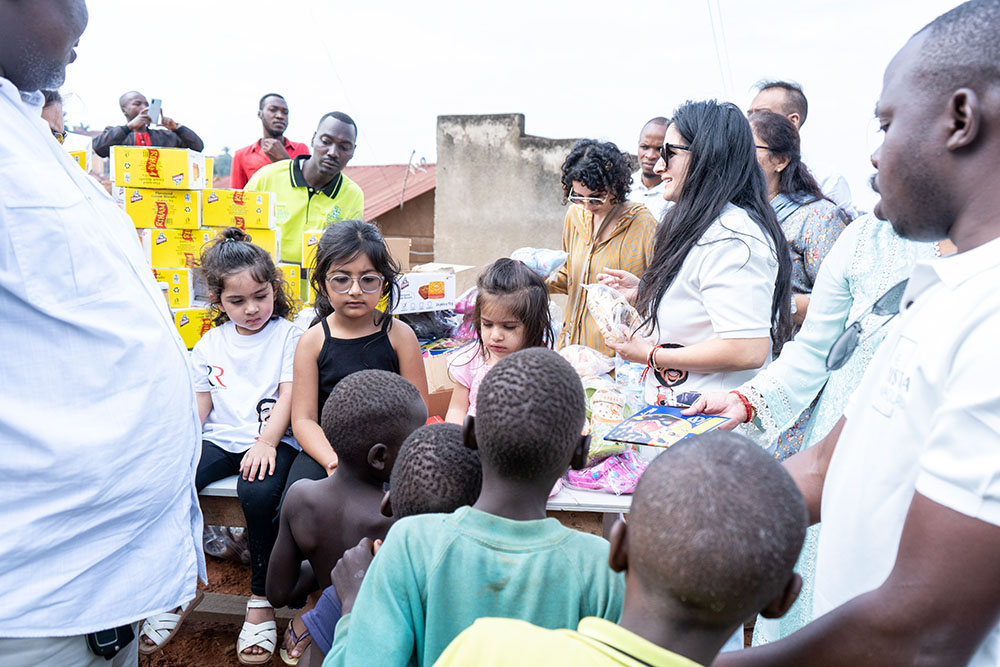 The children of Indian origin with the children from the local community.