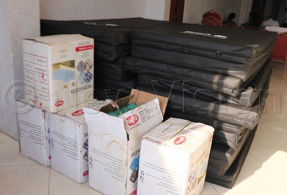 some of the mattresses and bedsheets donated by Rotarians. (Credit: Juliet Kasirye)