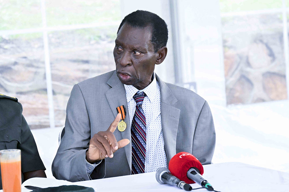 The complainant Hajji Isaac Mulindwa delivers his remarks during a meeting. (Photo by Tony Rujuta) 
