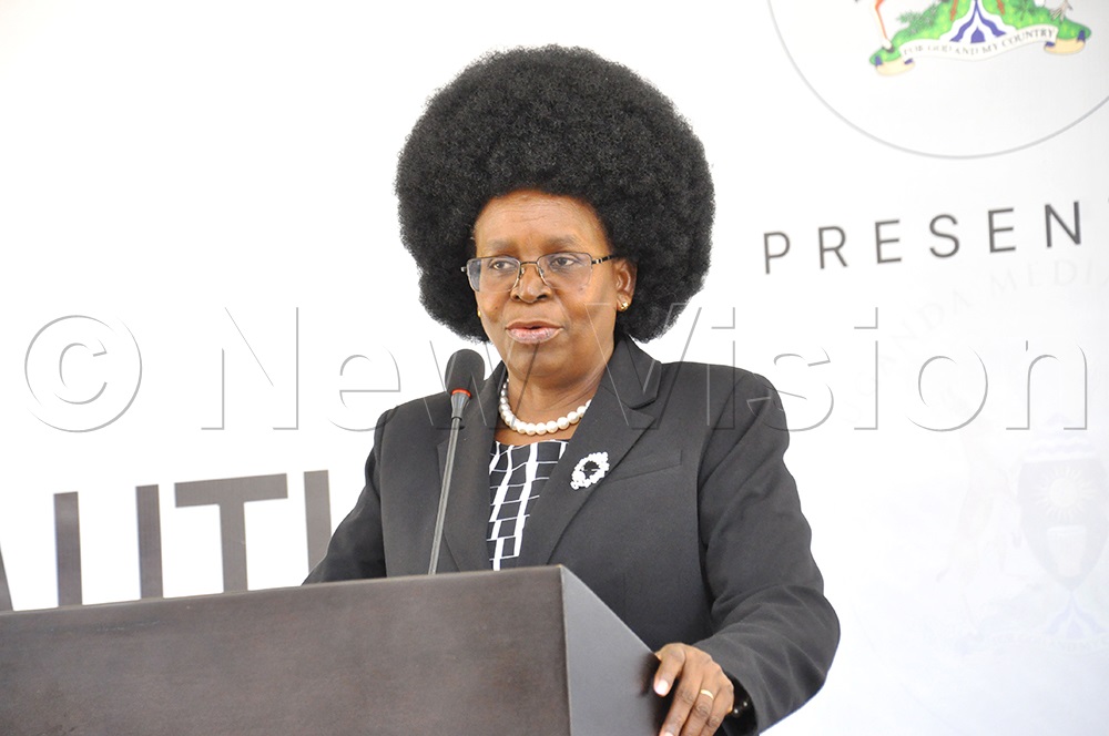 Minister of Energy and Minerals Monica Musenero addresses journalists during a press conference at the Uganda Media Centre on August 28, 2026. (Photo by Nancy Nanyonga)
