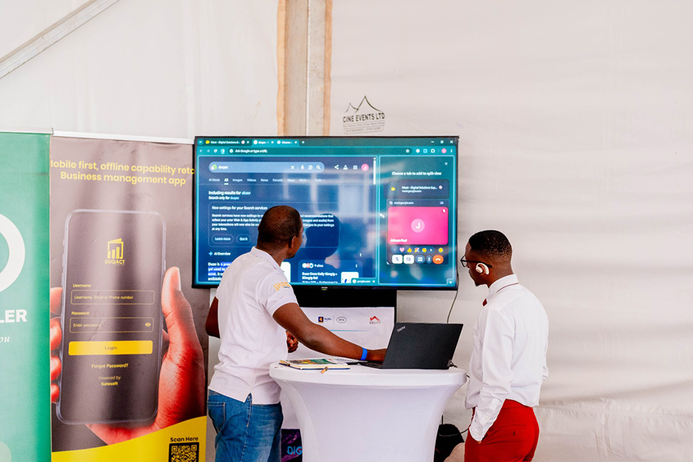 Some of the innovators showcasing their innovations during the Digital solutions' Expo held at the National ICT Innovation Hub in Nakawa. (Photo by Moses Kigongo)