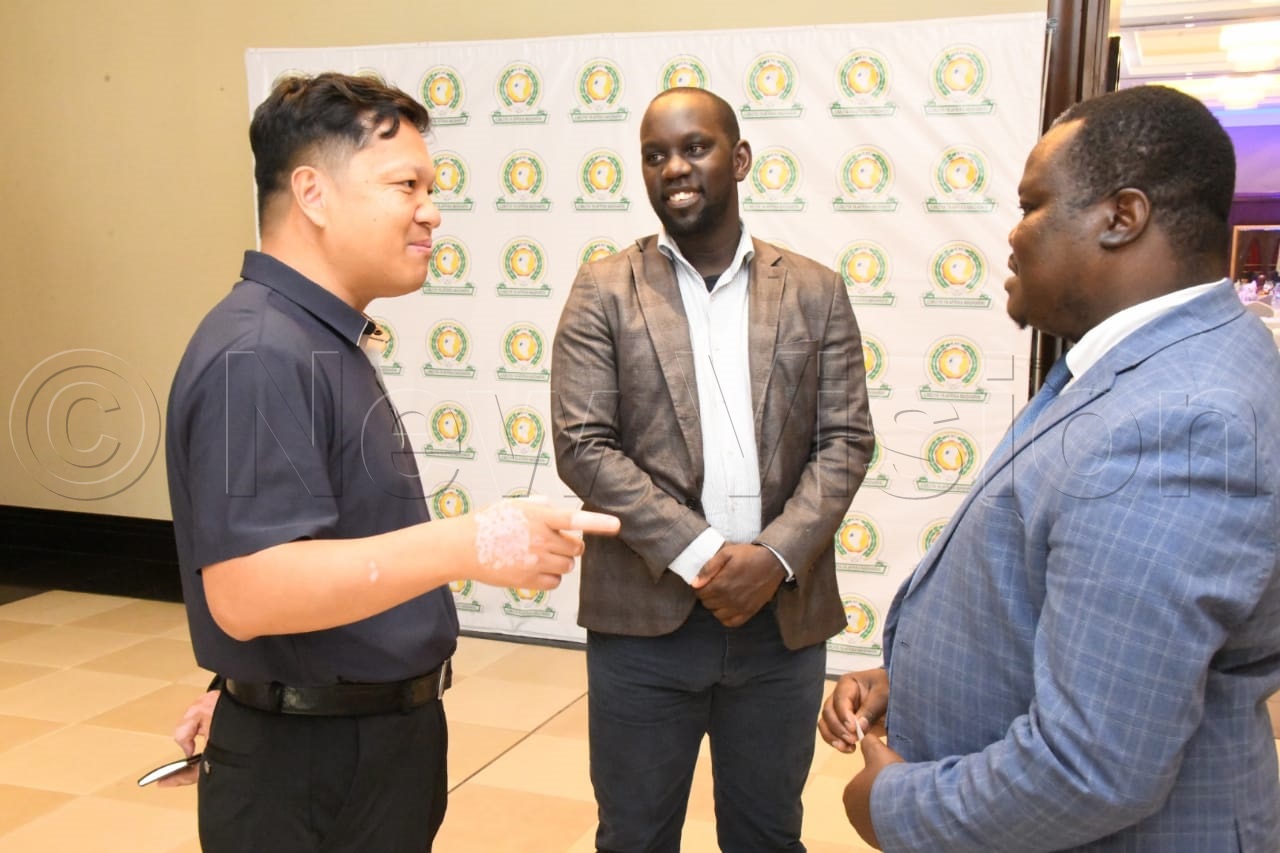 L-R: Cui Yun from COVEL, Meshack Okebe-Traffic Engineer and Godfrey Enzama, Principal Civil Engineer. (Credit: Mpalanyi Ssentongo)