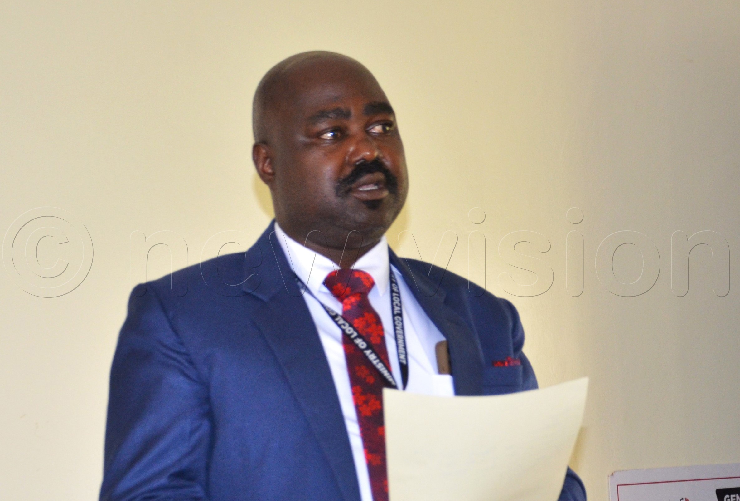 The deputy city clerk of Arua, Charles Kabili, speaking during the engagement. (Photo by Robert Adiga)