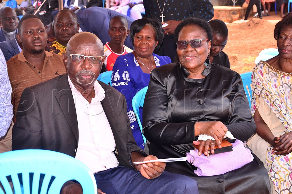 Dan Wandera Ogalo and Rtd. Justice Faith Mwondha at the 2nd anniversary of East Busoga Diocese and ground breaking ceremony of the cathedral's construction in Bugiri town. (Photo by Jackie Nambogga)