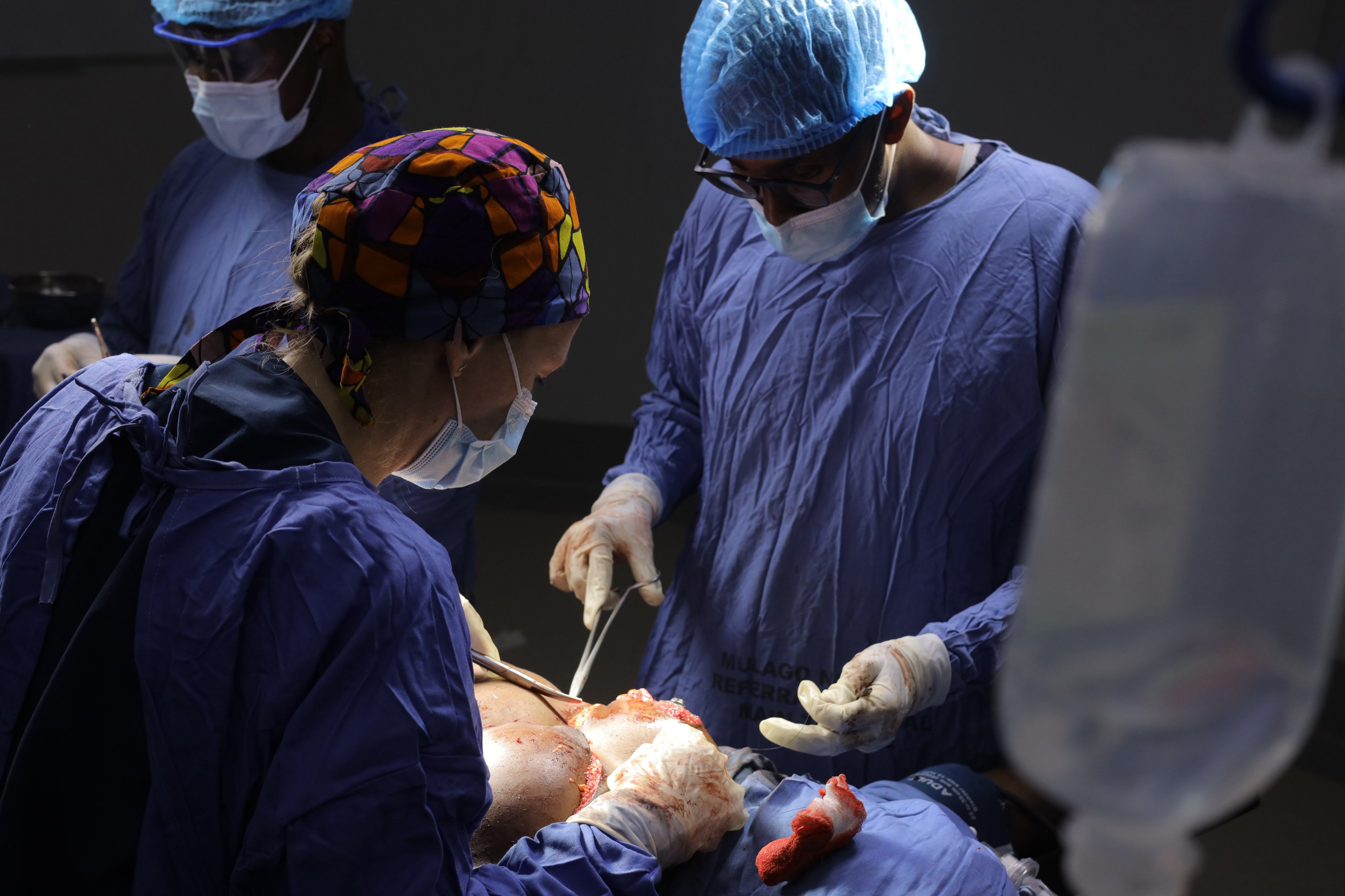 A medical team at Mulago National Referral Hospital while conducting a surgery during the Breast Reconstruction Camp on Thursday, April 9, 2026. (Credit: Mulago National Referral Hospital)