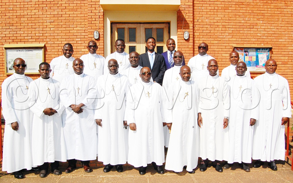 The Brothers of Christian Instruction share a group-photo moment after launching the fundraising drive for the proposed sh6bn house for the elderly/sickly members of the congregation at Mount St.Teresa Kisubi (on Entebbe Road), in Wakiso district on Monday, July 6, 2026. (Photo by Mathias Mazinga)