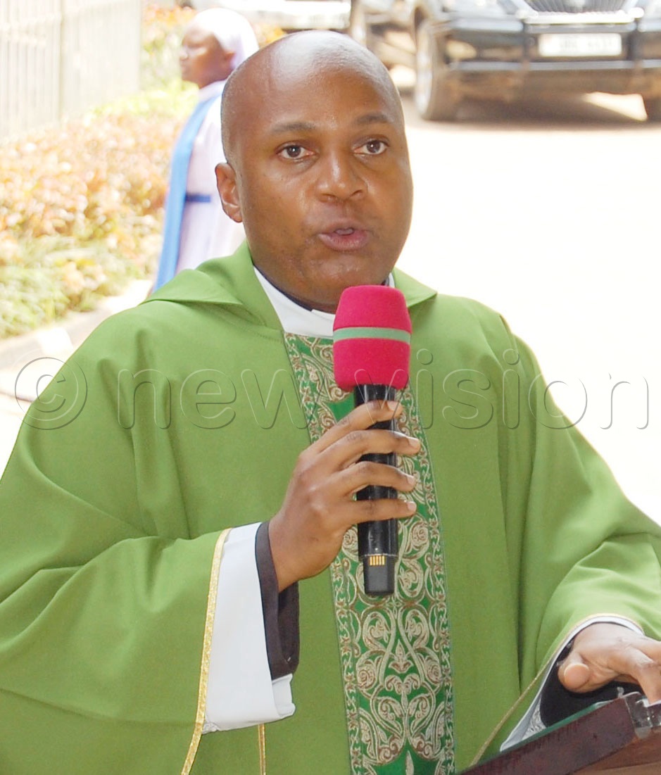 The Director of SAAFU, Fr. Timothy Lukananso, delivers his message during the function. (Photo by Mathias Mazinga)