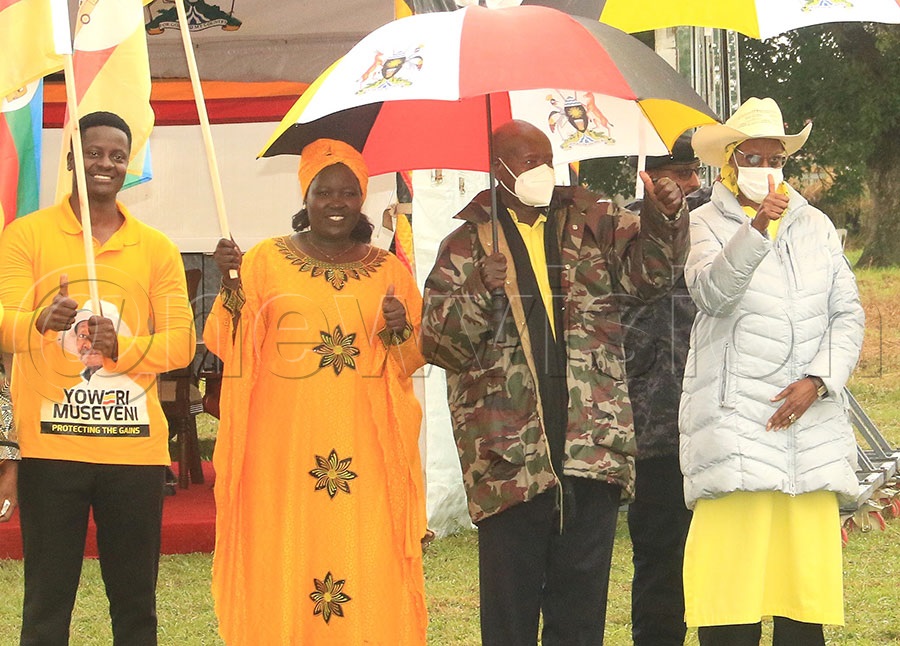 Jackline Adiego was one among those who recieved the NRM flag and had a photo moment with president Museveni and First Lady Janet Museveni on his campign tour. Photo By Alfred Atwau