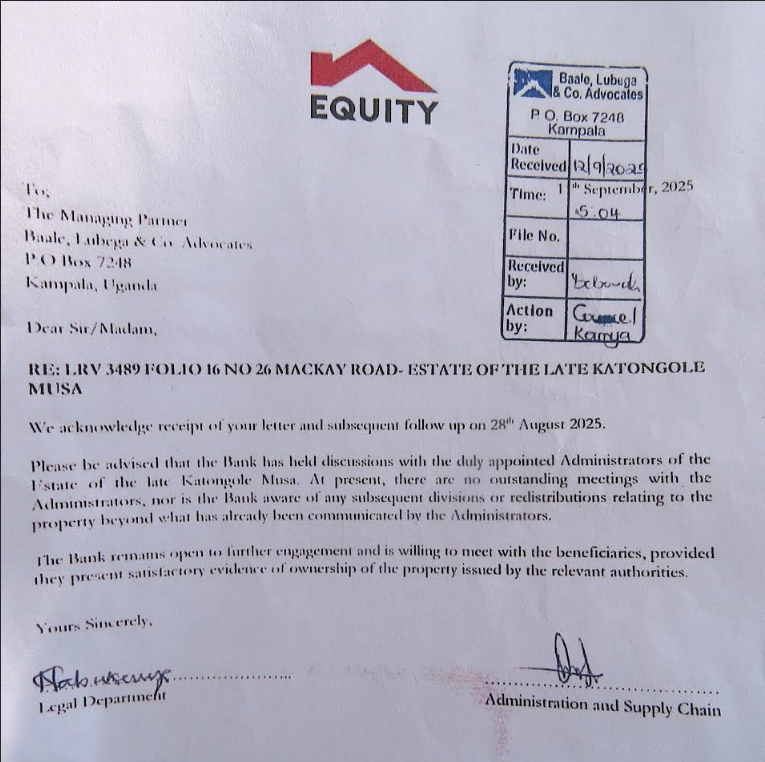 Ebbaluwa aba equity Bank gyebaweerezza aba Famire ya Hajji Katongole 