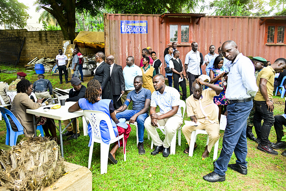 State House line for medical checkup during the health camp for the Presidential fast-Track Initiative on Ending AIDS in Uganda as a Public Health Threat by 2030.