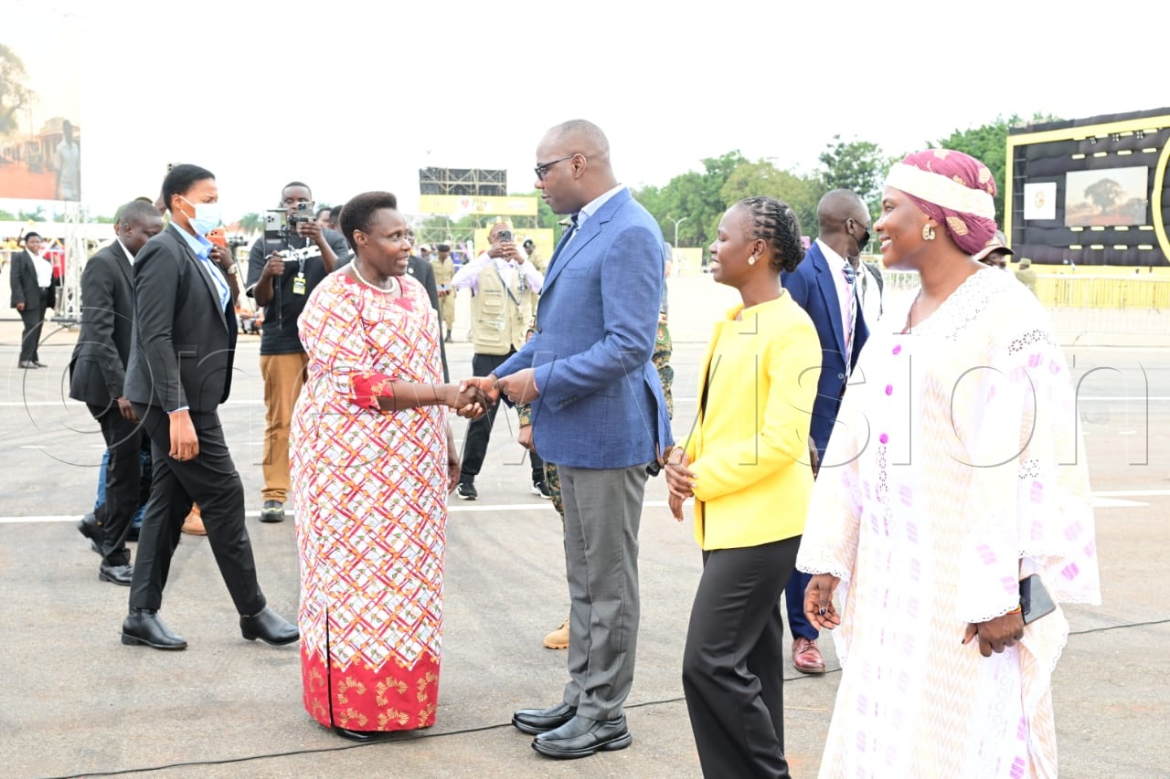 Vice President Jessica Alupo welcomed by Henry Musasizi Minister of Finance, Planning & Economic Development at the event.