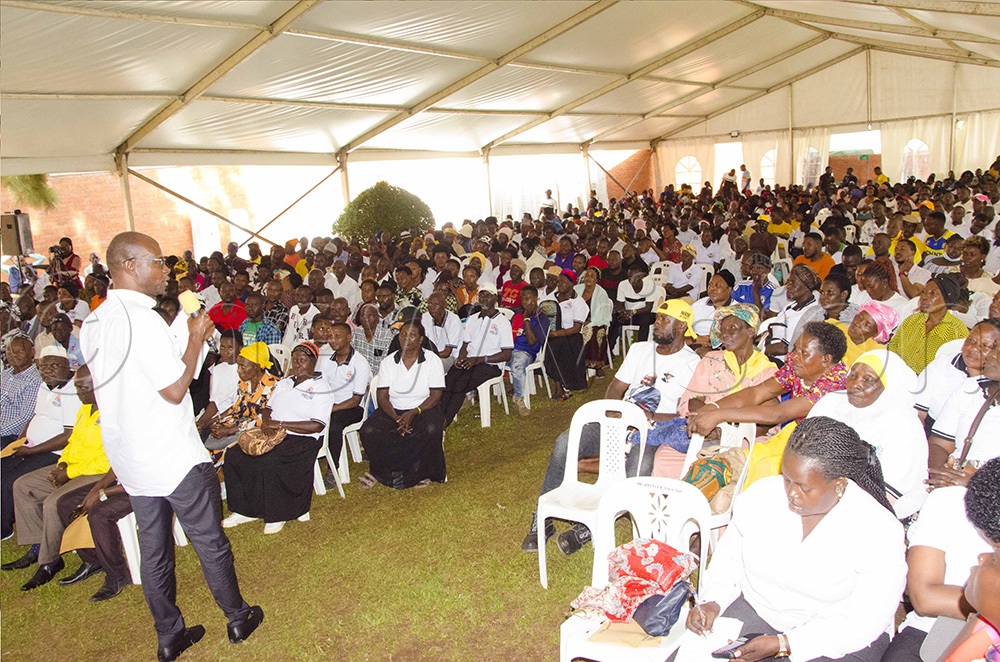 Moses Byaruhanga, Senior Presidential Advisor In-charge of Political Mobilisation speaking while meeting with various groups of vendors and youth leaders at State House Nakasero, Kampala on Monday 22 September 2025. (Photo by Colleb Mugume)