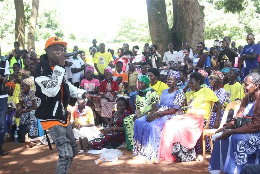 Kevin Zerckhy as one of the artists who entertained NRM supporters in Kaberamaido district. (Credit: Michael Onyinge)