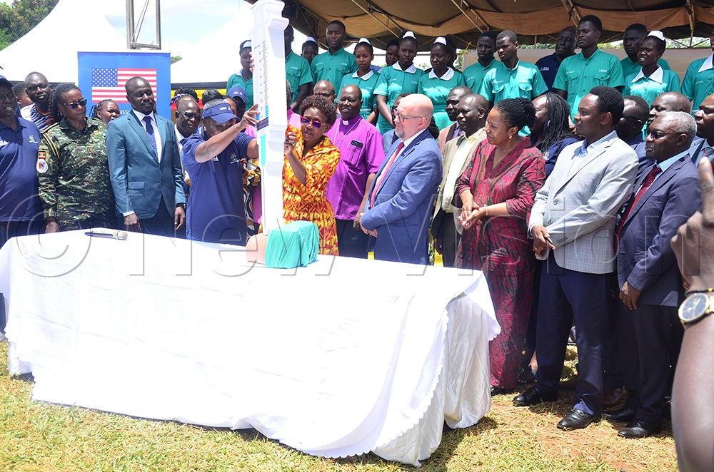 Health Minister, Dr Jane Ruth Aceng officiating the launch of Lenacapavir on April 17 in Lira City. (Credit: Agnes Kyotalengerire)