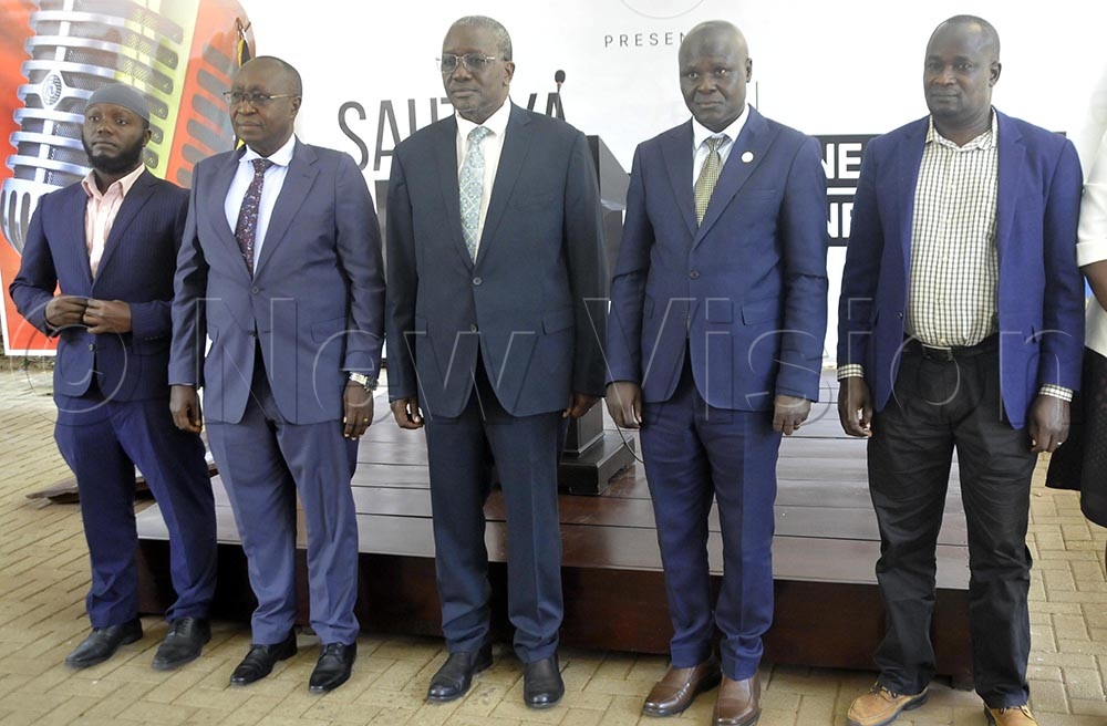(L-R) Abubaka Kalema,the principal Meteorology, Deus Bamanya Assistant Commissioner Meteorology, Data and Climate Services, Dr Alfred Okot Okidi, the Permanent Ministry of Water and Environment, Bob Ogwang, the Commissioner Department Meteorology and George Omony, the principal Meteorology after addressing a press conference regarding the Climate change outlook in Kampala August 31 2026. (Credit: Wilfred Sanya) 