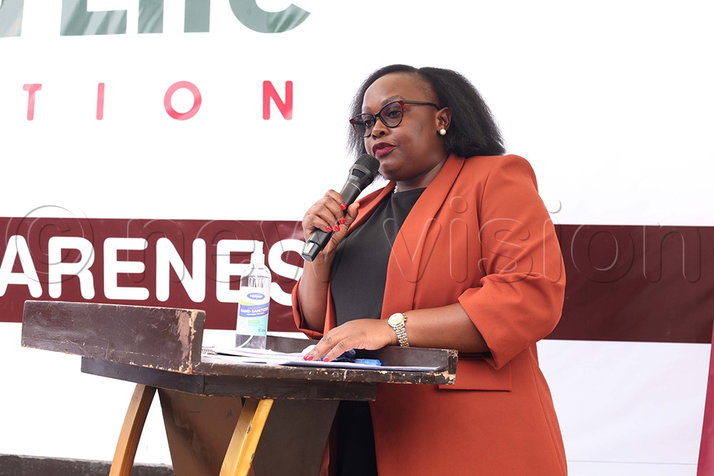 Former Mityana Woman Member of Parliament Joyce Bagaala addressing people during the opening of the Rooted Life Foundation. (Photo by John Musenze)