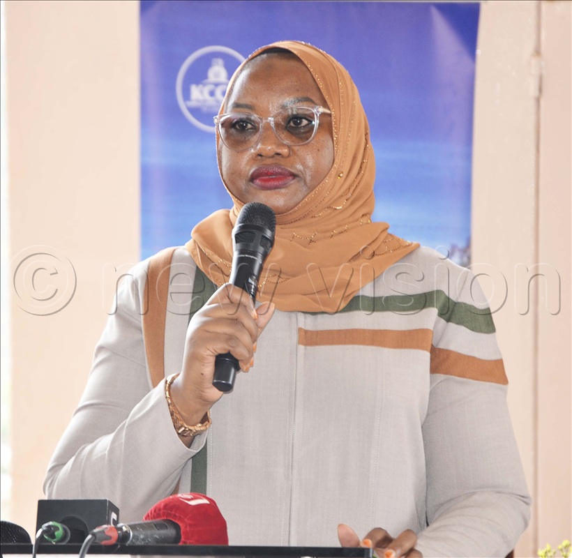 Hajat Sharifah Buzeki, KCCA Executive Director addressing smart city ambassadors during a meeting at Kitante Primary school in Kampala on December 20, 2025. 