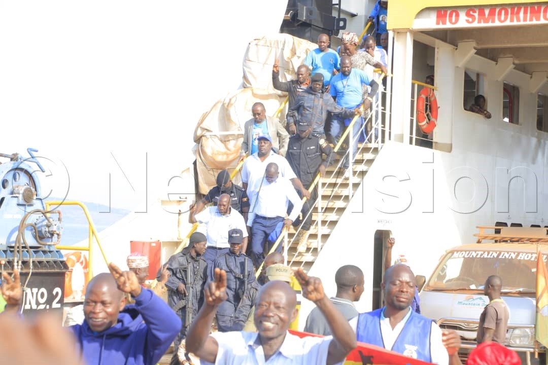 Mafabi landed on the island at 9am aboard MV Palm Uganda. (Credit: Alfred Ochwo)