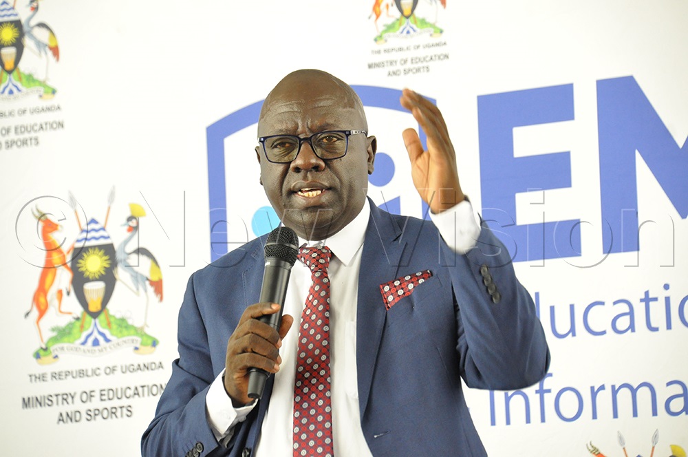 Brighton Barugahare, Commissioner, Education Policy and Research Planning, addressing participants during the dissemination of education management information system guidelines at Nakawa ICT Hub on June 8, 2026. (Photo by Nancy Nanyonga)