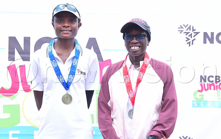 Top girls at the NCBA - US Kids golf in the 15-18 age category. Left is Rachael Natunkuda who won and Esezar Kemigisha who finished second. Photo: Silvano Kibuuka
