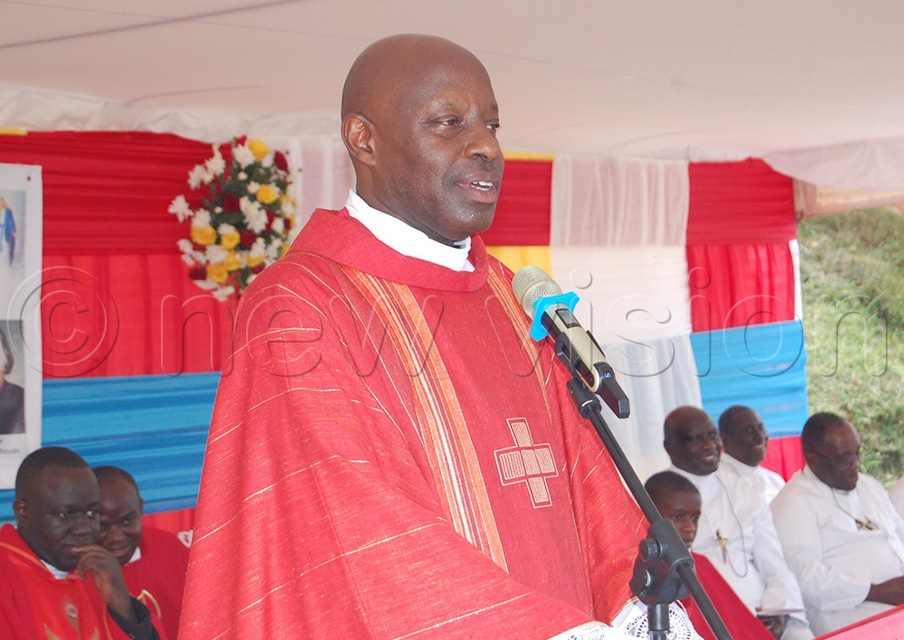 The Vicar-General of Kampala archdiocese, Msgr. Rogers Kabuye delivers his homily during the mass for the celebration of the 100th anniversary of the Brothers of Christian Instruction at Uganda Martyrs High School Lubaga on Saturday, June 6, 2026. (Photo by Mathias Mazinga)