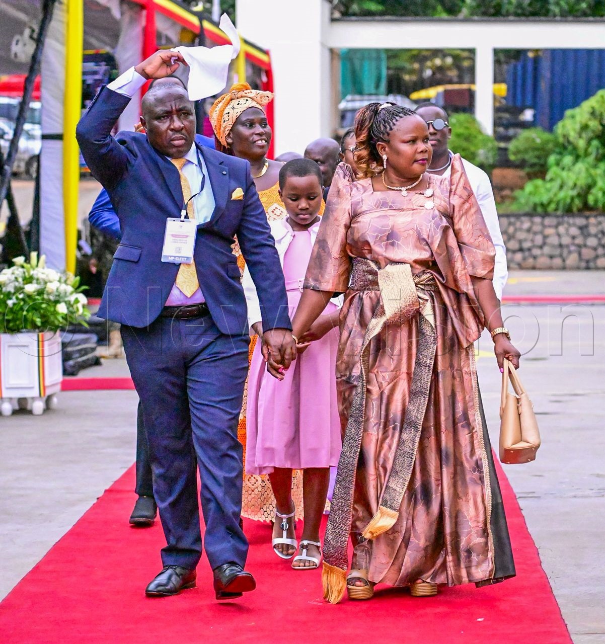 Hon. Christopher Kibanzanga, accompanied by family members. (Photo by Miriam Namutebi)