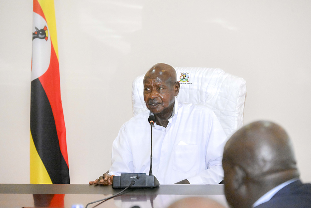 President Yoweri Kaguta Museveni meeting the Russian Federation Deputy Minister of Digital Development, Communications and Mass Media Bella Cherkesova and her delegation in the presence of Ugandan government officials at the State House Entebbe on October 8, 2025. (Photo by PPU/Tony Rujuta)