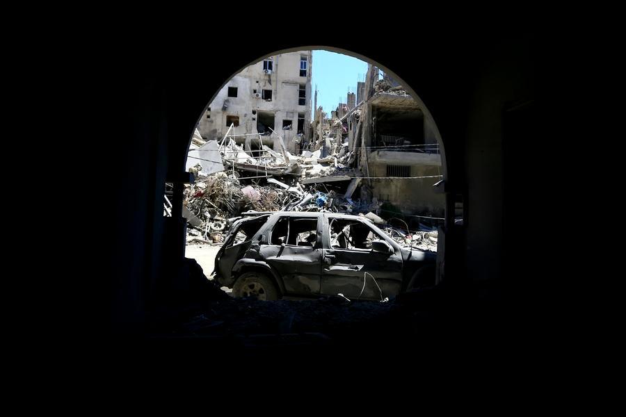 This photo taken on June 12, 2026 shows the damaged buildings after a recent Israeli airstrike, in Tyre, Lebanon. (Photo by Xinhua)