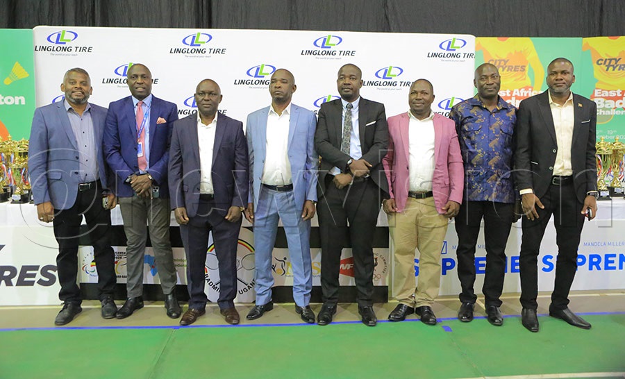 City Tyres staff and some of their partners pose before the start of the East African Challenge at the Lugogo Indoor Stadium. Photo by Michael Nsubuga
