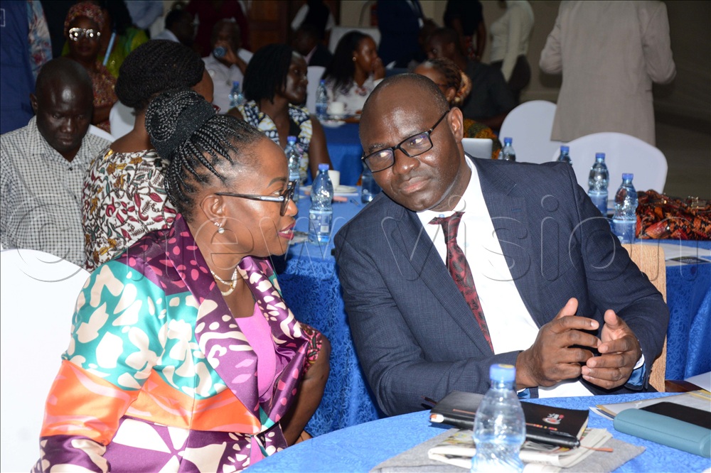 (L-R) Jacqueline Besigye Nyirachiza, the Commissioner for Museums at the Ministry of Tourism, interacting with Basil Ajer, the Director of Tourism, Wildlife, and Antiquities at the Ministry of Tourism, Wildlife and Antiquities in Uganda, during a high-level stakeholder forum and official launch at Hotel Africana on September 2, 2026.