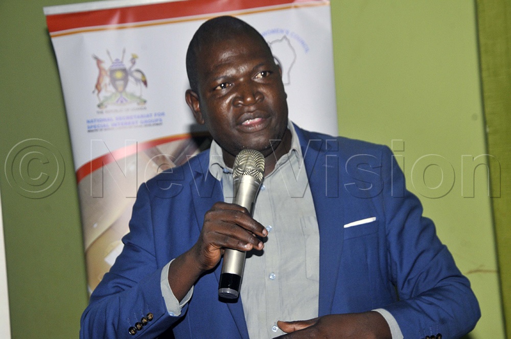 Emmanuel Munene, Planner at the Ministry of Gender, Labour and Social Development, addresses district Women Council chairpersons during a meeting in Kampala on June 18, 2026. (Photo by Wilfred Sanya)