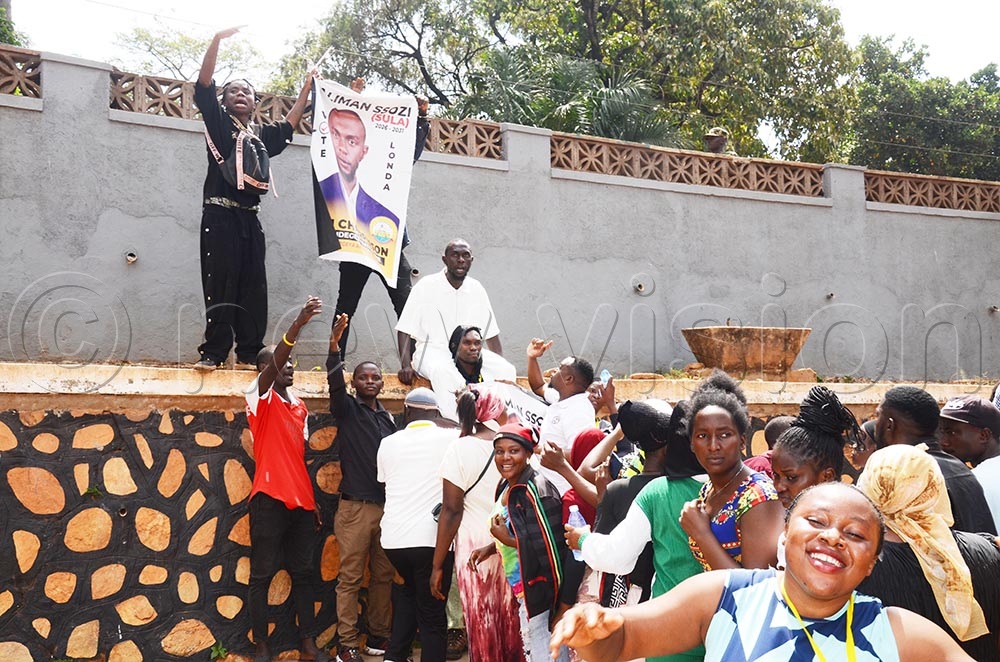 Salimon Ssozi, the NRM flagbearer who appeared with the PLU political pressure group supporters lining up with his supporters before he was defeated. (Credit: Isaac Nuwagaba)