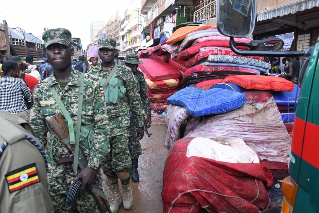 Soldiers inspecting the affected areas.