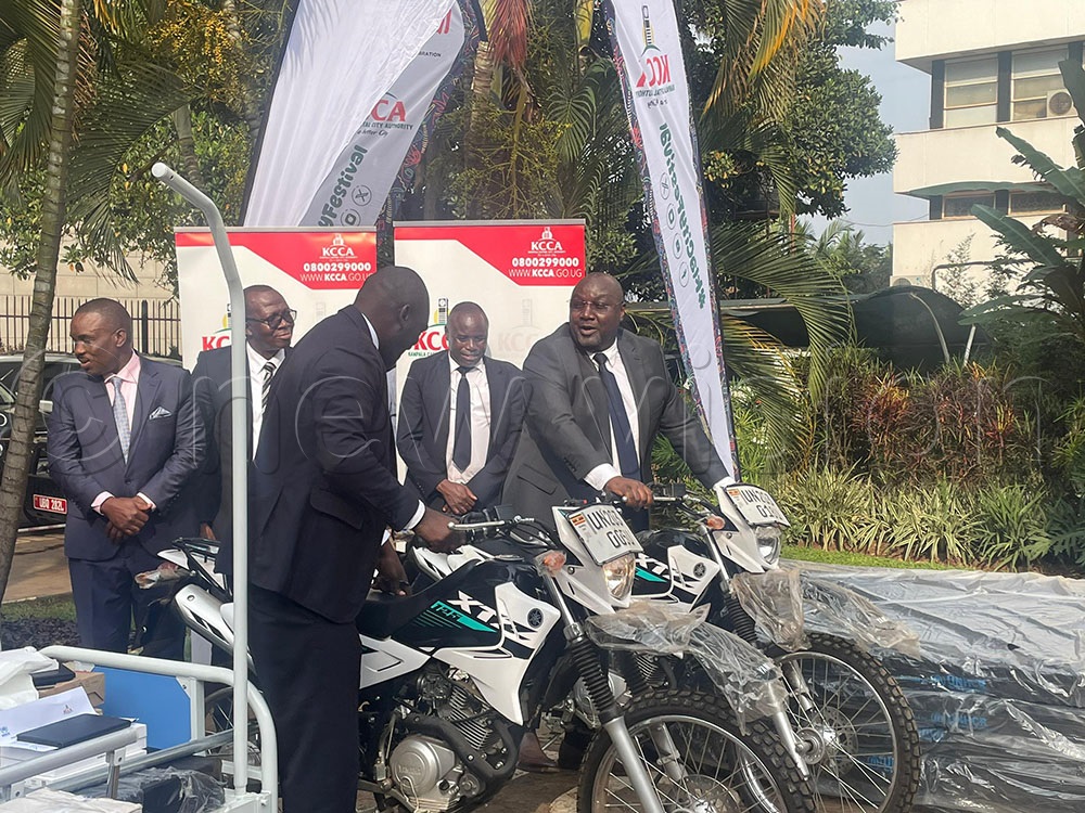 Some of the motorbikes that will be used to inspect schools. (Credit: Ibrahim Ruhweza)