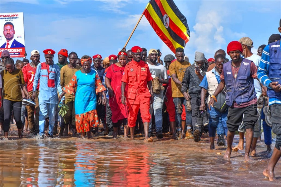 Kyagulanyi was scheduled to begin his tour in Otuke and conclude in Alebtong, but his motorcade was forced to a halt after enduring long stretches of bumpy and muddy terrain due to the rains that have been pounding the region. (Credit: Richard Sanya)