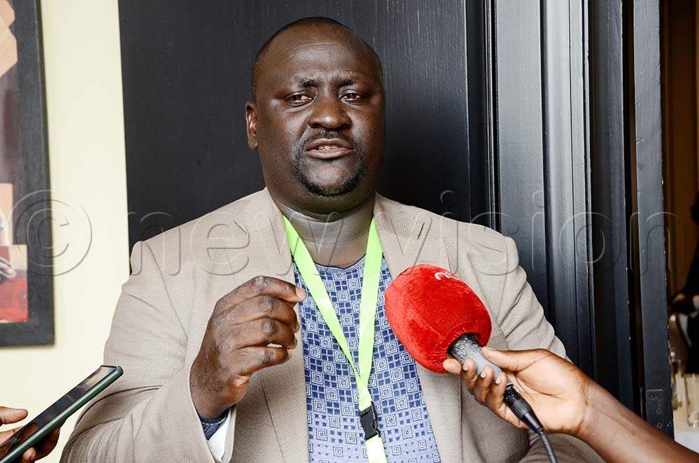 Dr. Nelson Muzira Tenywa, the SADO country director, addressing journalists during the inauguration of the five–year Smart Village Non-Communicable Diseases (NCD) Health Care Support Project at Mestil Hotel in Nsambya on October 24, 2025. (Credit: Juliet Kasirye)