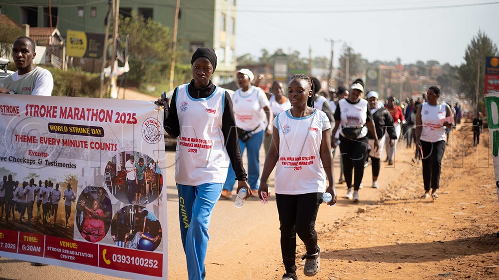 Participants taking part in the marathon in Wampewo to mark the World Stroke Day. (Credit: Agnes Kyotalengerire)