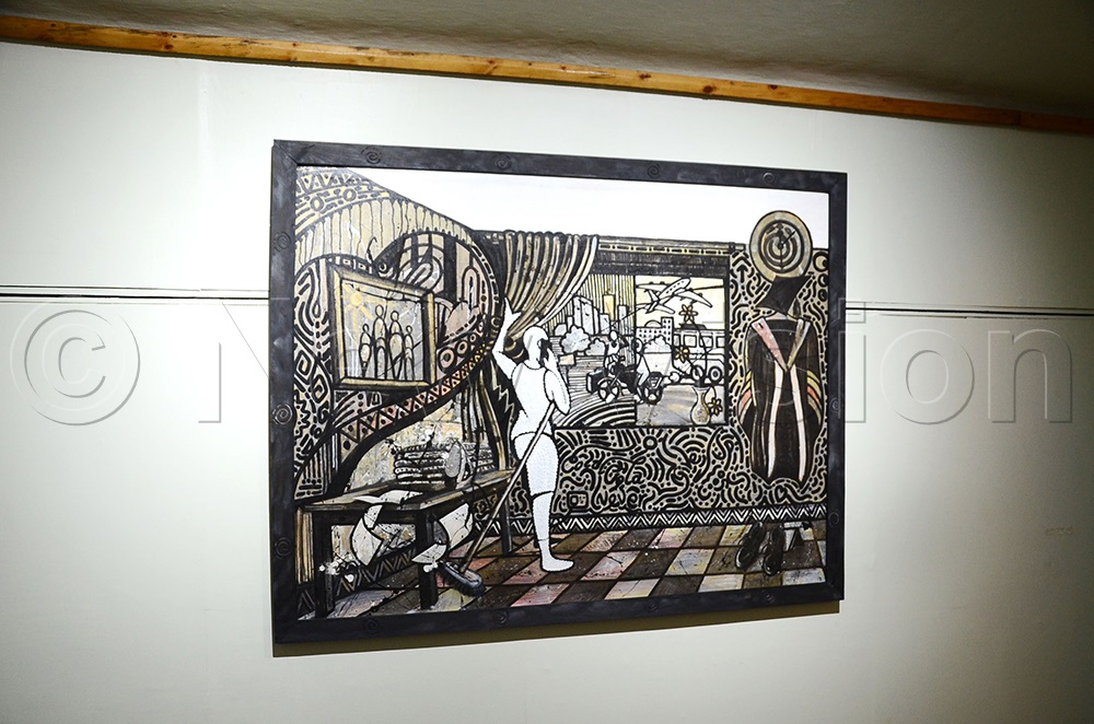 One of the art pieces that were exhibited at the Master Ntakky’s solo art exhibition at the Nommo Gallery in Kampala on August 1, 2025. (Photo by Lawrence Mulondo)