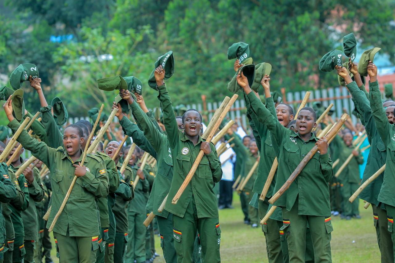 The ceremony was held at the Immaculate Heart Girls’ Nyakibale playground after a route march through Rukungiri Town, where the students covered more than 3.6 kilometres as part of the patriotism training activities. (PPU Photos)