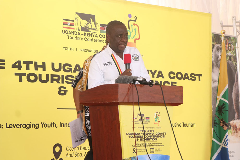 Uganda’s Consul General in Mombasa, Ambassador Paul Mukumbya speaking during the launch. (Courtesy photo)