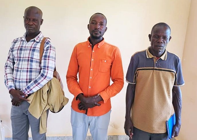 Three leaders of Kakure Parish Development Model (PDM) SACCO in Kalaki District charged with obtaining money by false pretense and conspiracy to commit a felony. (Courtesy)