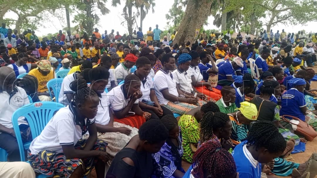 NRM supporters attending Todwong rally at Paminyai primary school. (Photo by Christopher Nyeko)