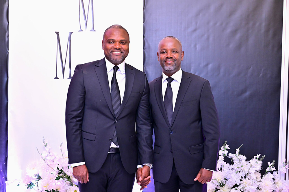 Defence ministry's new undersecretary, Moris Muhindo (Left) with chief guest Deputy Speaker of Parliament Thomas Tayebwa, at the celebration of his appointment at M&eacute;stil Hotel in Kampala on March 8, 2026. (Courtesy)