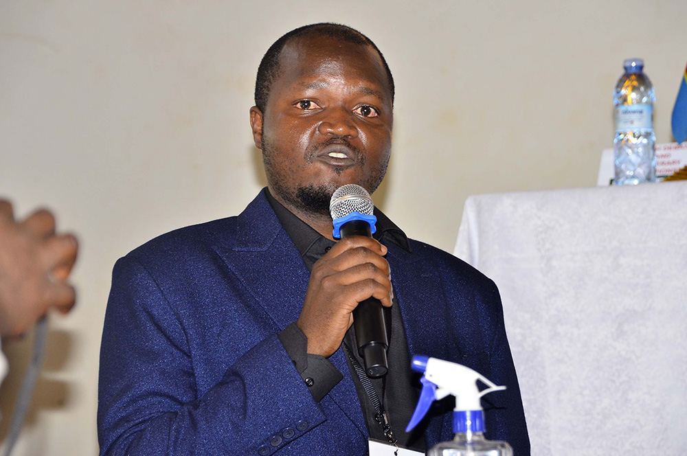 Emmanuel Obore, Thenuel Debate and Literary Fronesis (TDELF), executive director addressing journalists during the grand finale of the youth debate and literary championship at Kyambogo College School in Banda on 22 May 2026. (Photo by Juliet Kasirye)
