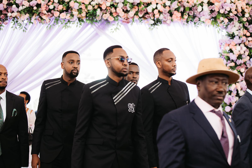 The groom, Jethro  Tashashina (centre), with his brothers.