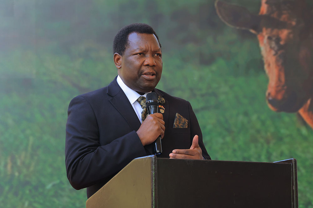 Lt. Gen Charles Angina Charge d'Affaires, at Uganda's embassy in Egypt while addressing the delegates who turned up for the Coffee, tea and tourism expo in Egypt. (Courtesy photo)