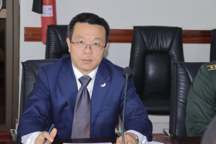 Chinese Ambassador to Uganda Wu Guangrong addresses the meeting. (Courtesy photo)