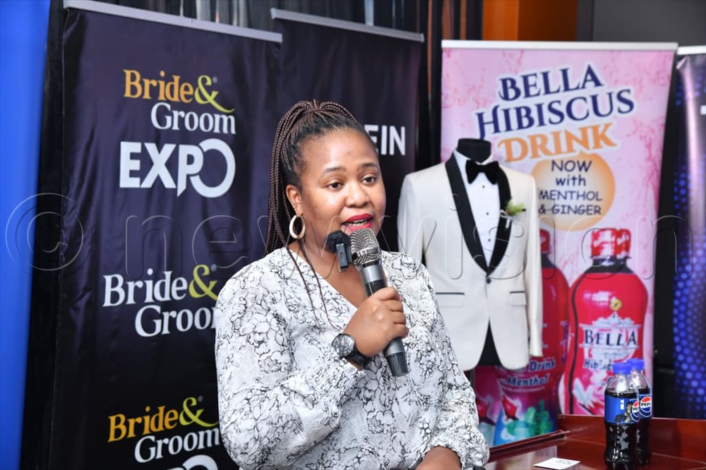 Vision Group head of marketing Lorraine Tukahirwa addressing the guests.