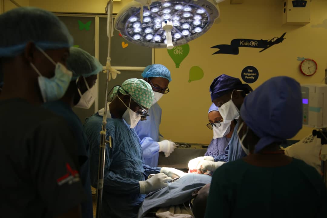 A team of surgeons led by Dr Eden Tilahun, a paediatric surgeon, during the operation. (Courtesy Photos)
