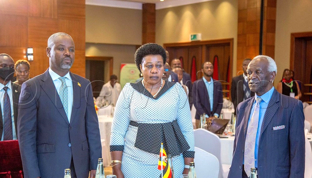  (L-R) Thomas Tayebwa Deputy Speaker of Parliament, Sarah Birete Executive Director Centre for Constitutional Governance and James Ogoola, Former Principal Judge of the High Court of Uganda during the 2nd National Uganda Constitution Conference at Sheraton Hotel on October 10, 2025. (Photo by Nancy Nanyonga)